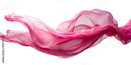 Floating elegant pink fabric isolated on a transparent background.