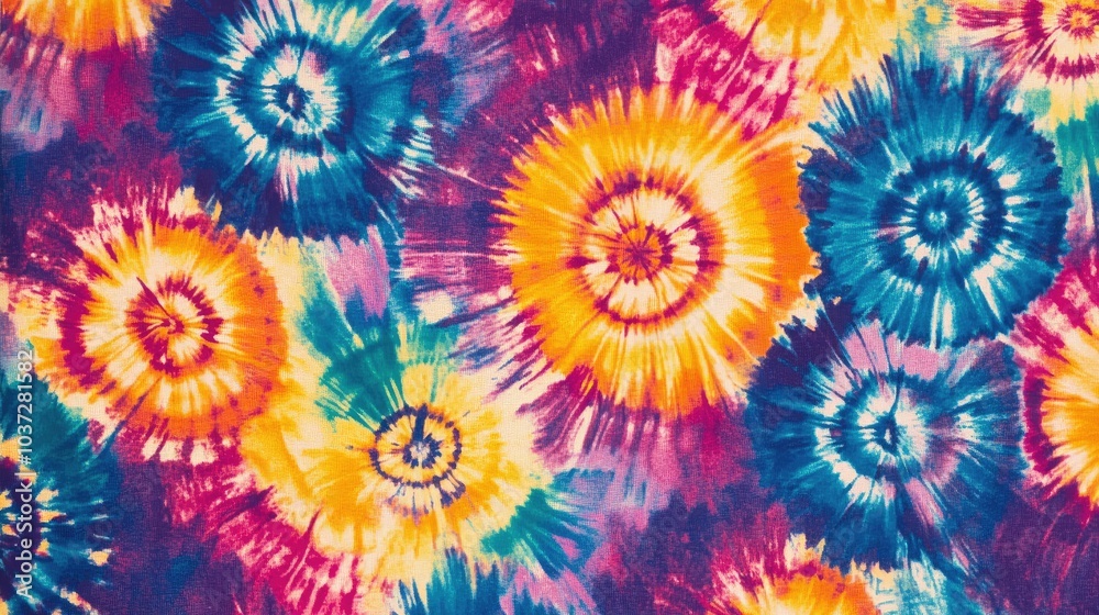 A colorful tie-dye pattern with bold spiral shapes and bright hues, radiating a retro aesthetic. A colorful tie-dye pattern with bold spiral shapes and bright hues, radiating a retro aesthetic.