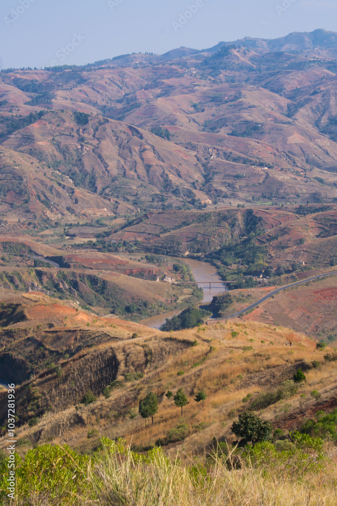panorama view of the Highlands of Madagascar near Antsirabe panorama view of the Highlands of Madagascar near Antsirabe