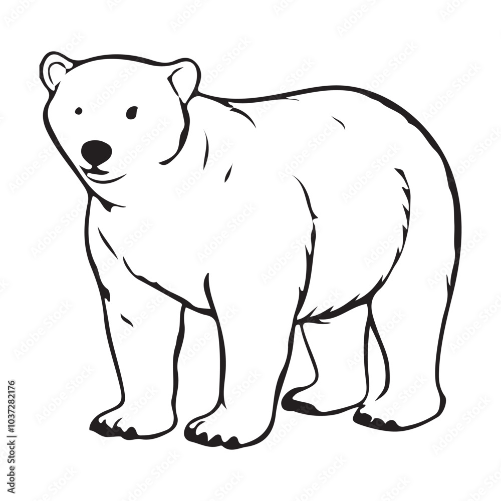 Fototapeta premium Silhouette vector style Polar Bear with white background