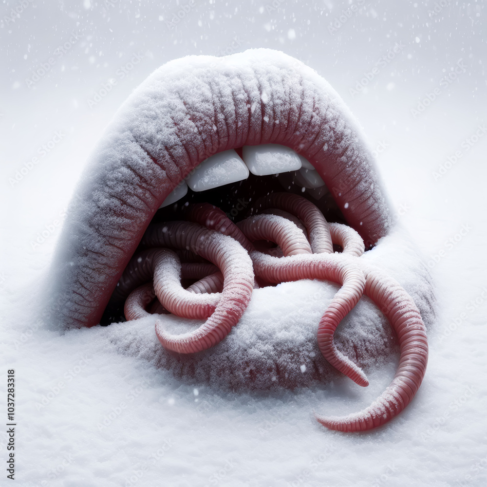 Obraz premium worms in frozen mouth