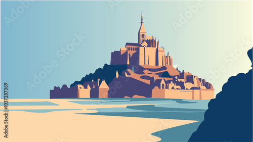 Aerial Elegance- Mont Saint-Michel in Normandy.eps