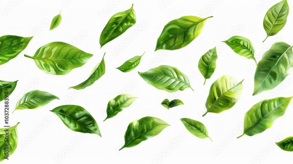 Falling Green Tea Leaves Falling Green Tea Leaves