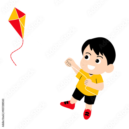 child playing with kite
