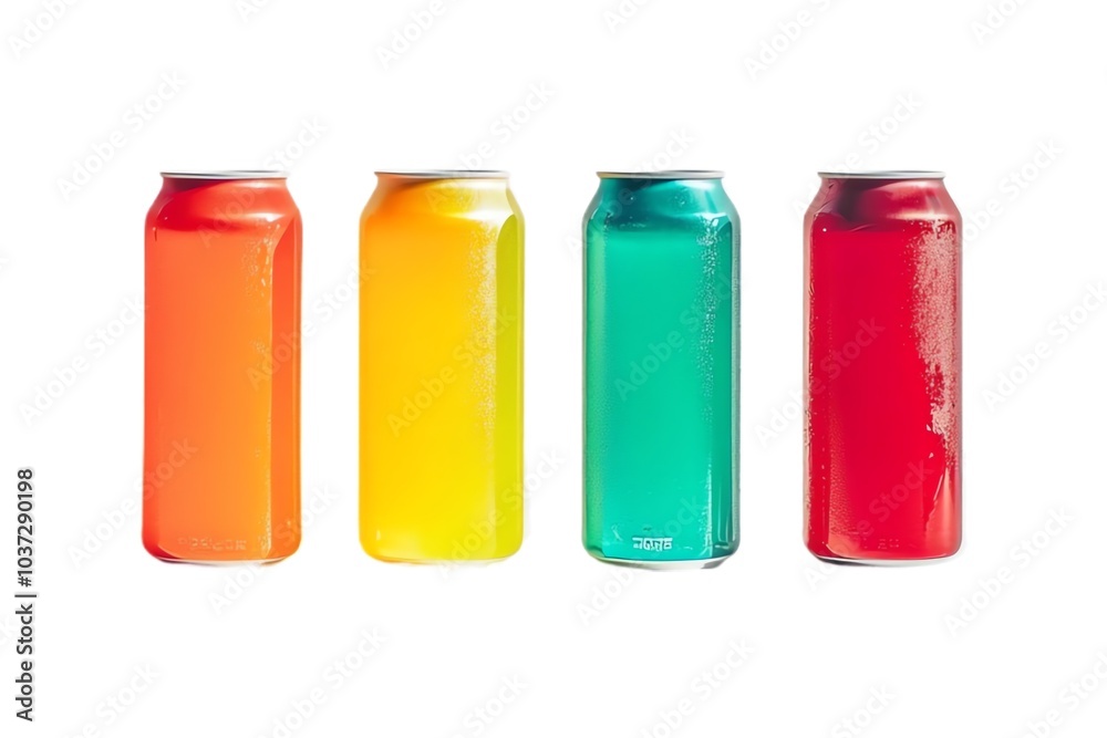 Quatre canettes de boissons colorées
Quatre canettes de boissons colorées