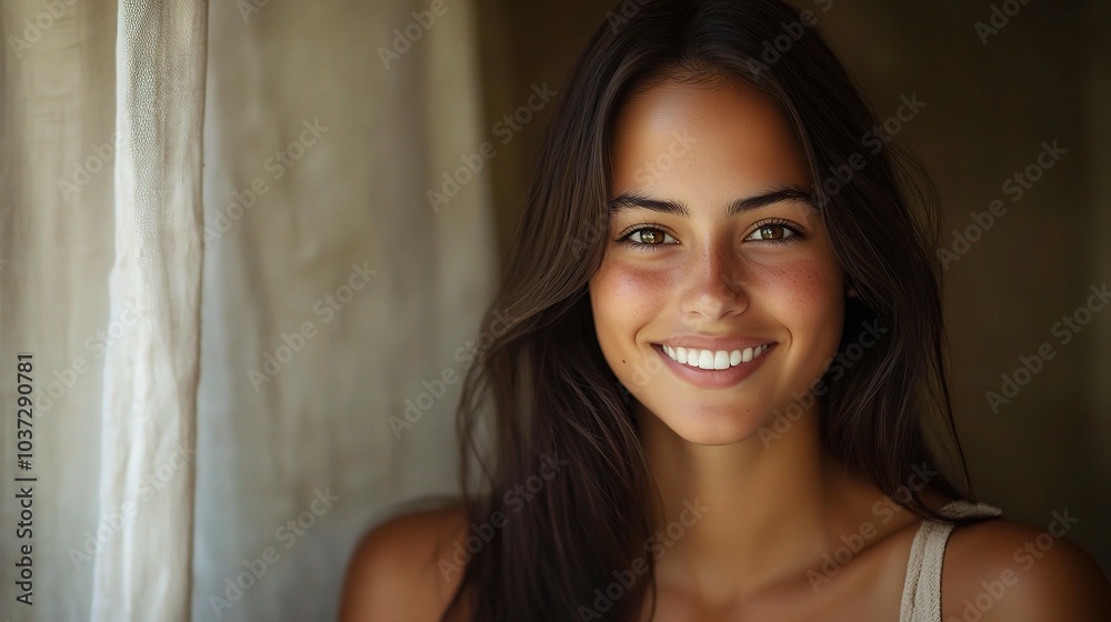 Smiling Young Woman in Soft Natural Light