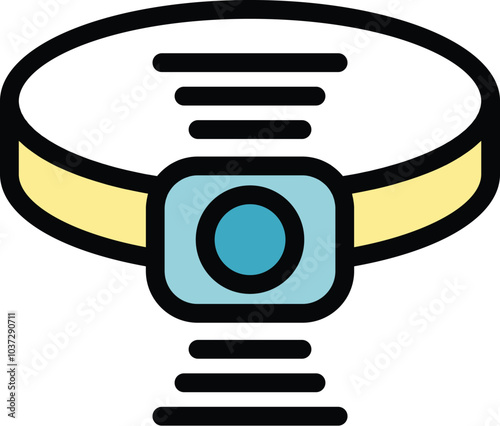 This vector icon represents a smart tracker collar, a device used for locating pets using gps signals, ensuring their safety and providing peace of mind to pet owners