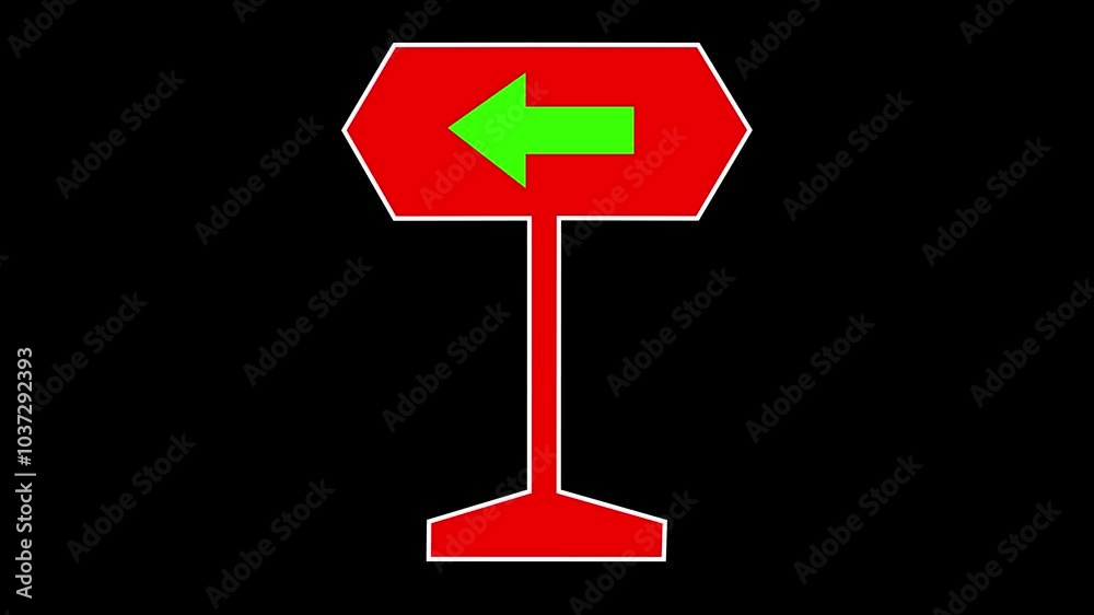 Abstrac color arrow points to the left side arrow sign in red square on black background. Abstrac color arrow points to the left side arrow sign in red square on black background.