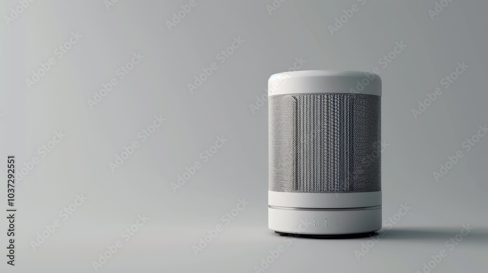 White Cylindrical Air Purifier on a Grey Background White Cylindrical Air Purifier on a Grey Background