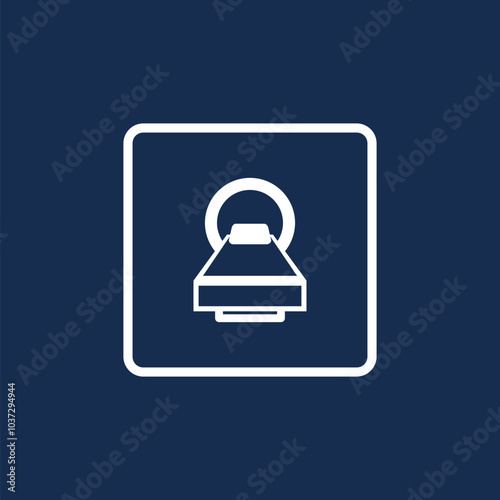 Tomography Icon. X-ray electronics icon isolated on blue background .