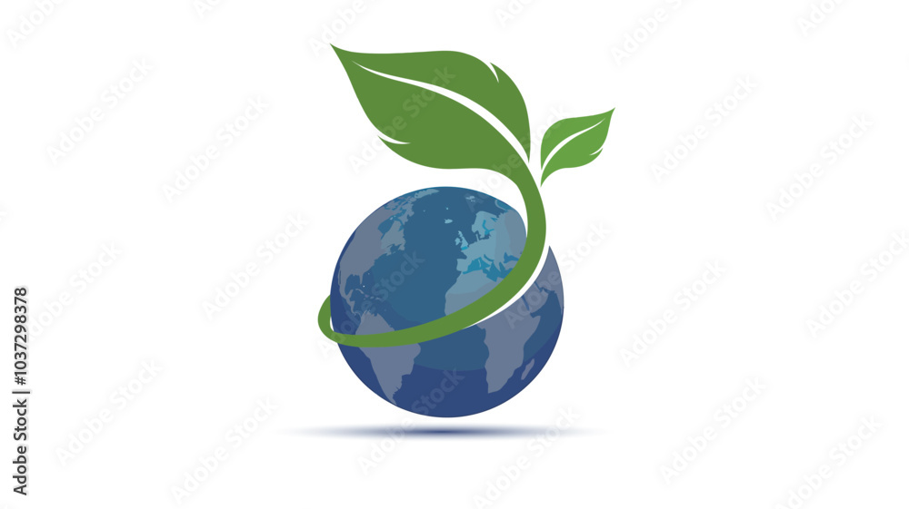 Sustainable Earth Symbol with Leaf Graphic Design Sustainable Earth Symbol with Leaf Graphic Design