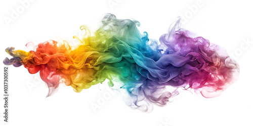 Mixed color smoke isolated on a transparent background.