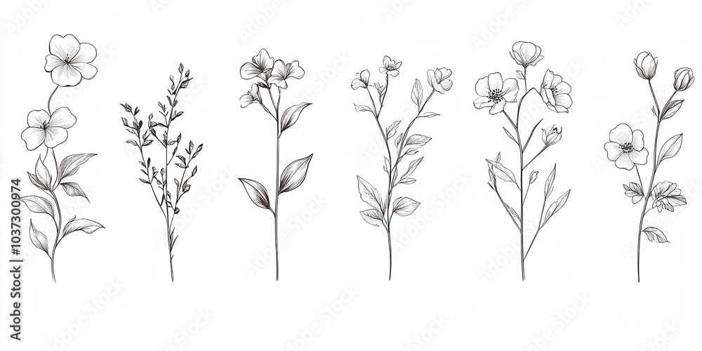 luxury line floral collection features various flowers and brunch, perfect for wedding invitation art and save the date card design templates set luxury line floral collection features various flowers and brunch, perfect for wedding invitation art and save the date card design templates set