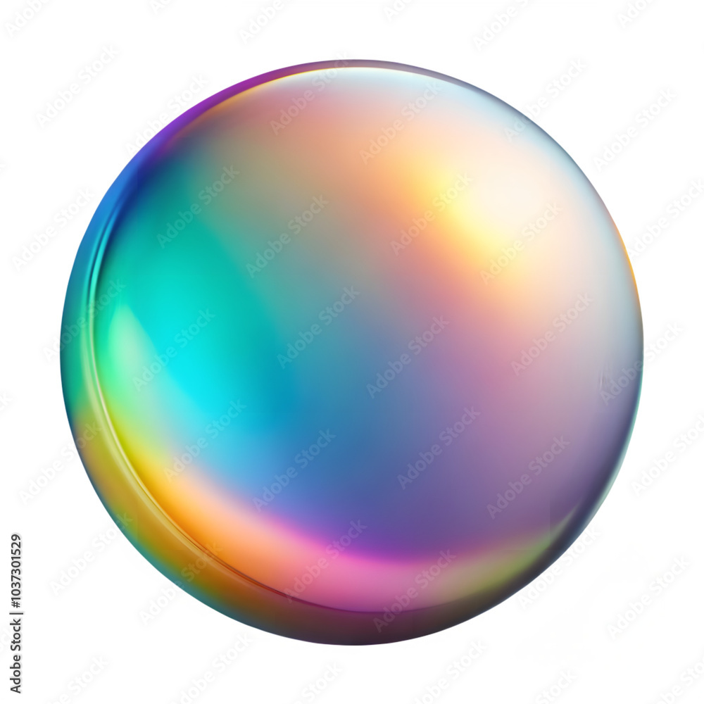 3d circle shape iridescent holographic bubble isolated on a transparent background. 3d circle shape iridescent holographic bubble isolated on a transparent background.