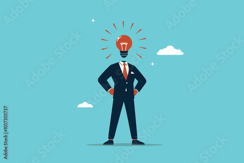 Confident Businessman Brimming with Bright Ideas and Innovation