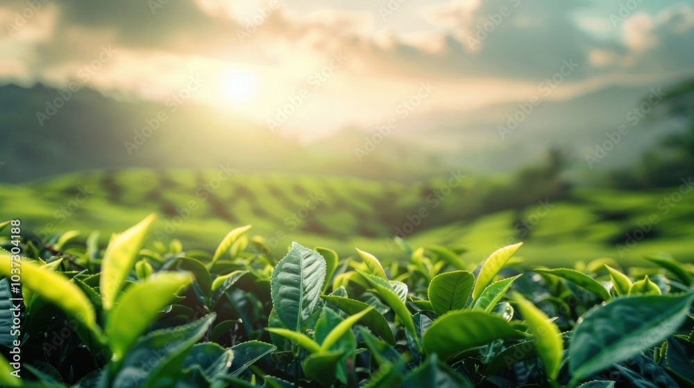 Green Tea Plantation at Sunrise Green Tea Plantation at Sunrise