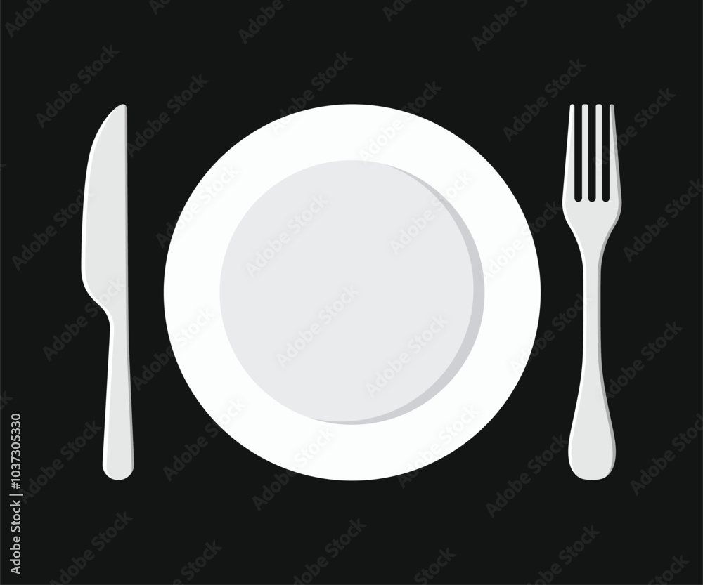 Fork plate and knife flat vector design Fork plate and knife flat vector design