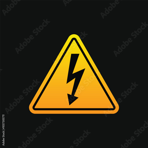 High voltage sign flat vector design isolated on black background