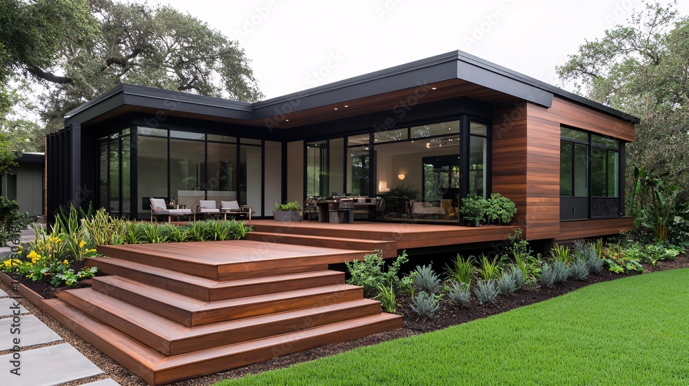 A stunning rustic eco-friendly house featuring photorealistic design, modern architecture, and lush landscaping. Perfect blend of nature and comfort. A stunning rustic eco-friendly house featuring photorealistic design, modern architecture, and lush landscaping. Perfect blend of nature and comfort.