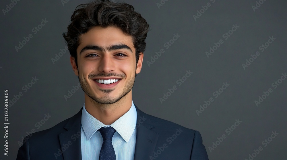 Professional Young Man Smiling in Formal Attire Professional Young Man Smiling in Formal Attire