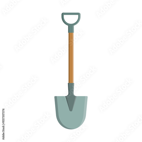 Shovel flat vector illustration isolated on white background. Garden shovel icon