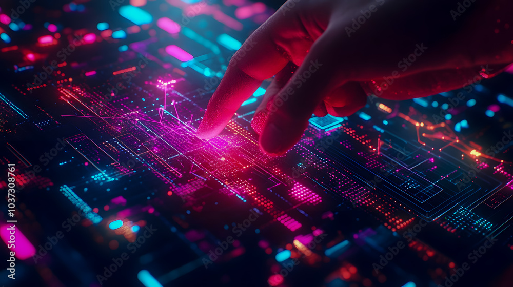 Touching Digital Interface with Dynamic Neon Lights Touching Digital Interface with Dynamic Neon Lights