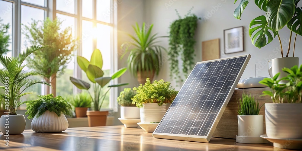 Fototapeta premium Minimalist Energy Consumption Concept: Sustainable Living & Efficiency in Modern Homes