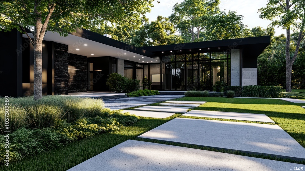 Modern House with a Lush Lawn Modern House with a Lush Lawn