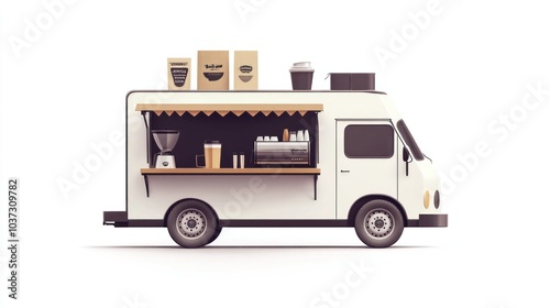 Wallpaper Mural Coffee and drink service food truck with minimalistic design, isolated on a bright white background. Torontodigital.ca