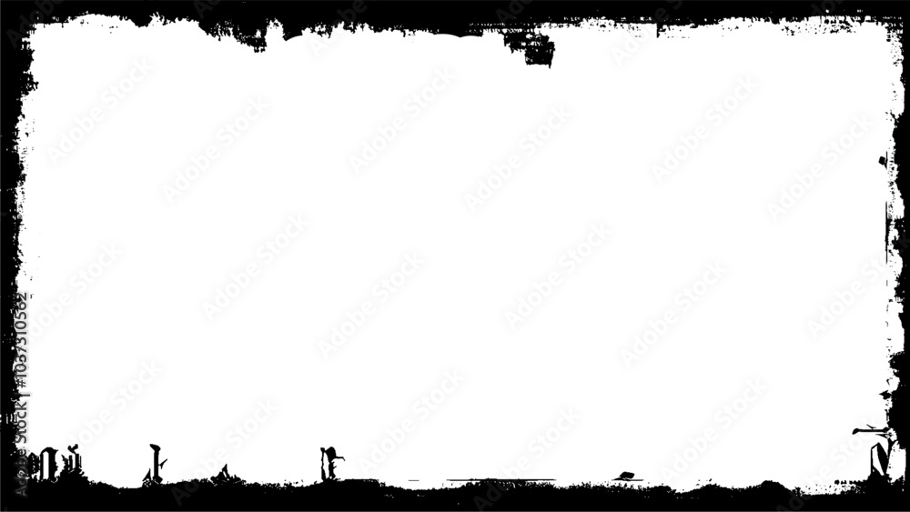 Black and white grunge frame vector distress overlay texture. Grunge border Ink brush strokes mess. Black and white grunge frame vector distress overlay texture. Grunge border Ink brush strokes mess.