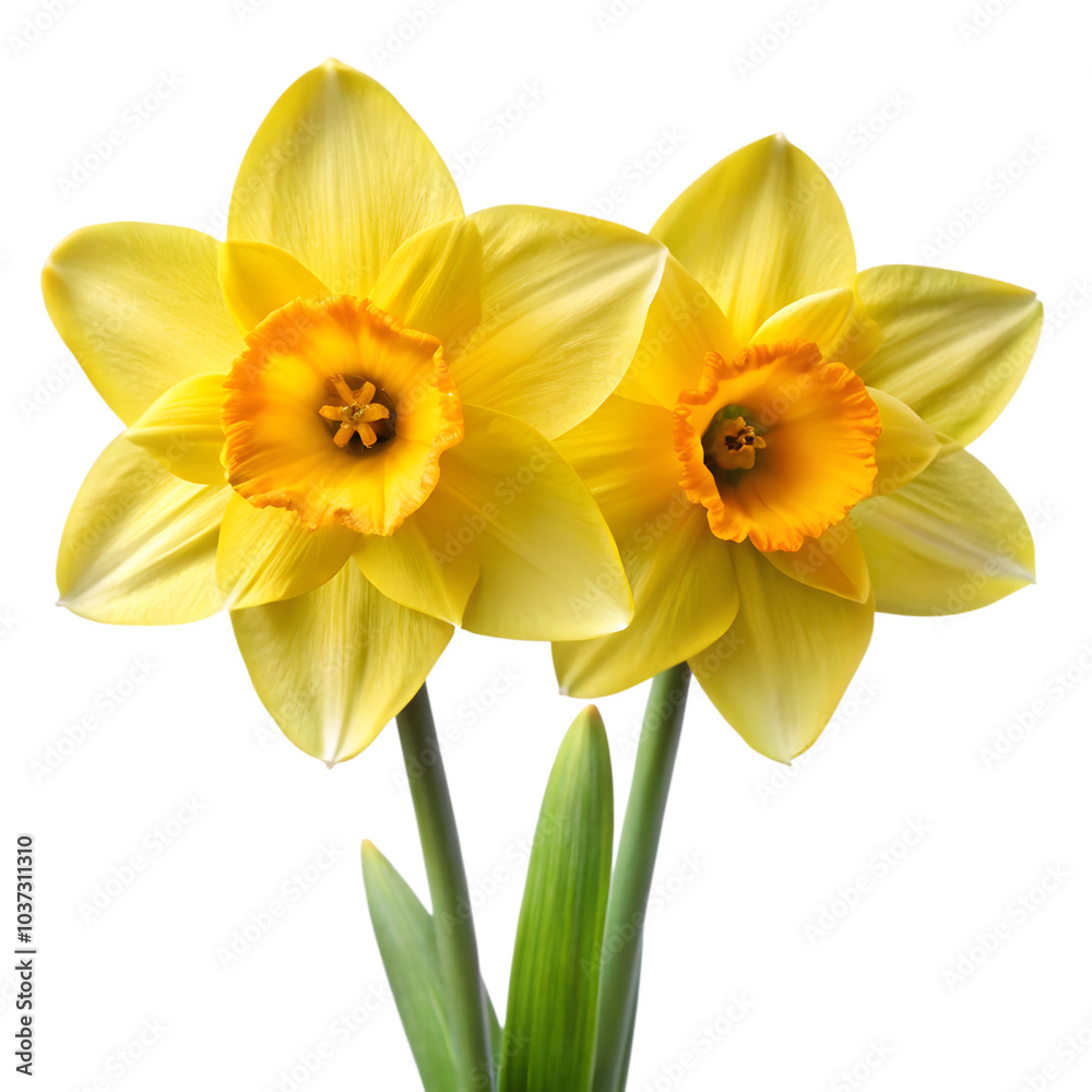 Daffodils are isolated on a transparent background. Daffodils are isolated on a transparent background.