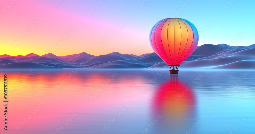 Fototapeta premium Glorious Sunset and Balloon Reflection