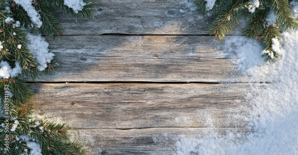Old Wood Texture with Snow and Fir Tree. AI generated illustration. Old Wood Texture with Snow and Fir Tree. AI generated illustration.