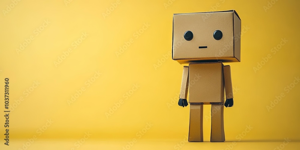 3D Box Emoji Character with a Surprised Expression 3D Box Emoji Character with a Surprised Expression