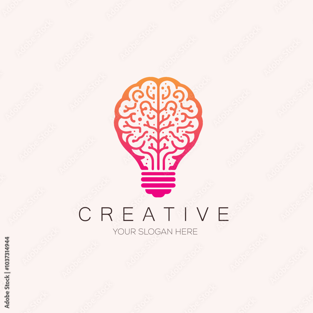 light bulb with brain logo emblem vector illustration light bulb with brain logo emblem vector illustration