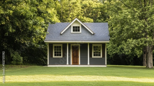 Charming Gray Cottage in a Green Forest Setting