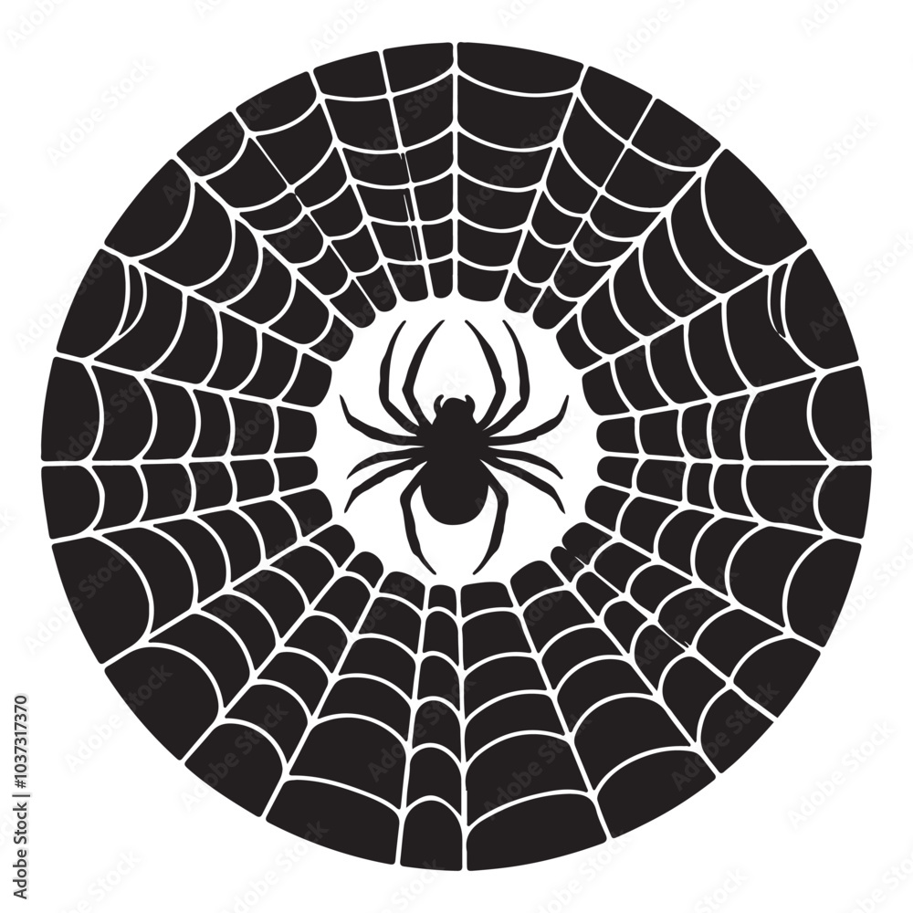 Obraz premium Spider web Silhouette vector black color white background