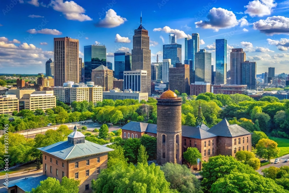 Fototapeta premium Minneapolis Downtown Skyline from Prospect Park Water Tower - Urban Architecture in Minnesota
