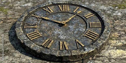 Ancient Stone Clock in Deteriorating Condition