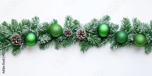 Christmas Branches Border with Christmas Decorations