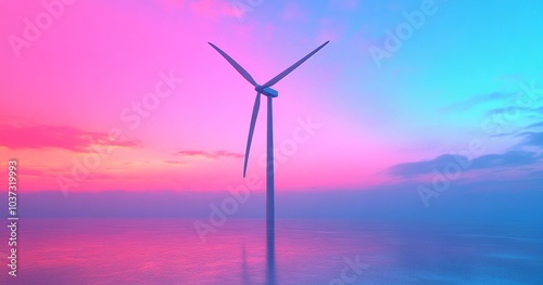 Wind Turbine Sunset photo