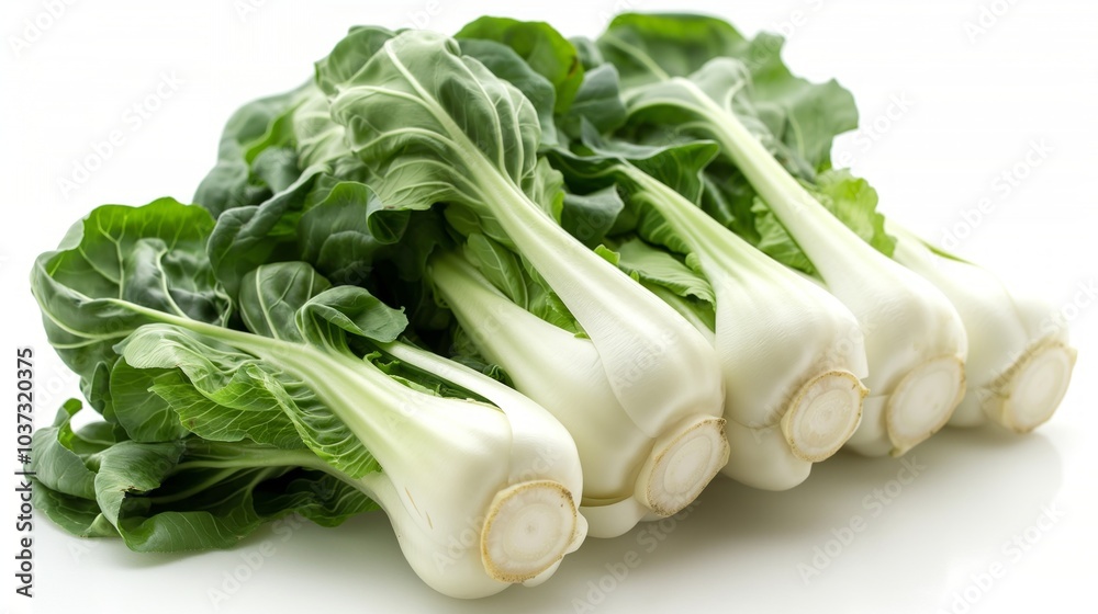 Fresh bok choy with crisp white stems and vibrant green leaves. Fresh bok choy with crisp white stems and vibrant green leaves.