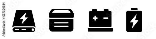 Battery icons. Accumulator icon set.