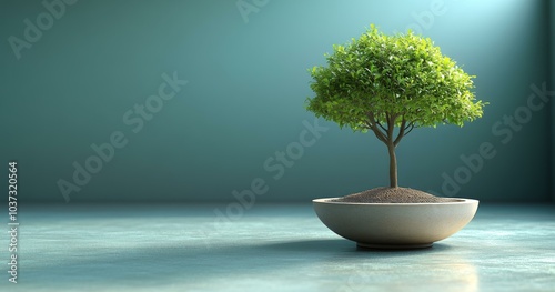 A Small Tree in a Bowl, Symbolizing Growth and Nature