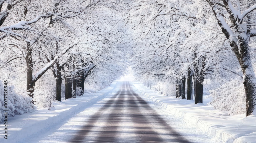 Snowy Road Through a Winter Forest Snowy Road Through a Winter Forest