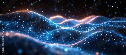 Abstract Blue and Orange Glowing Particles