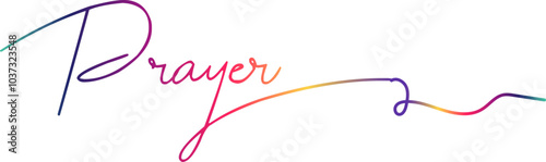 Gradient text, PRAYER colorful vector typography banner white background, prayer text