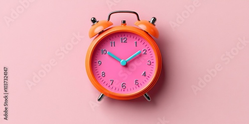Orange and Pink Alarm Clock, Digital, 24-hour Format