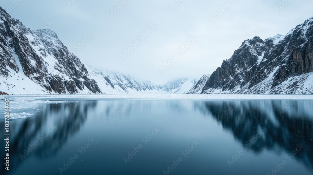 custom made wallpaper toronto digitalserene frozen mountain lake surrounded by snow covered peaks reflects tranquil sky