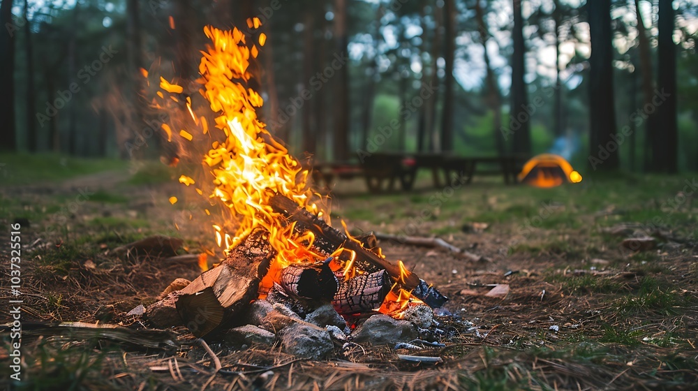 custom made wallpaper toronto digitalA pleasant campground with a blazing bonfire close to a forest